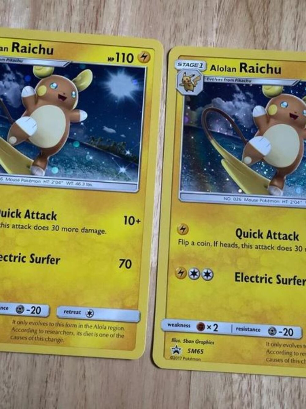 2 Pokémon Alolan Raichu SM65 Jumbo Oversized Holo Promo Card 2017